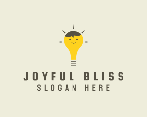 Shining Happy Bulb  logo design