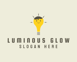 Shining Happy Bulb  logo design