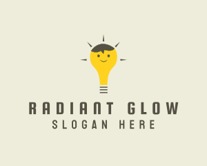 Shining Happy Bulb  logo design