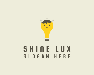 Shining Happy Bulb  logo design