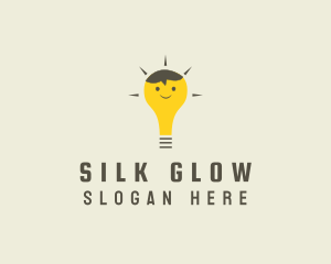 Shining Happy Bulb  logo design