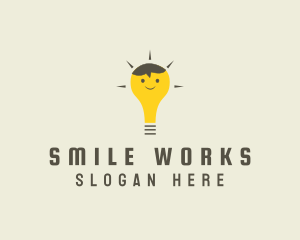 Shining Happy Bulb  logo design