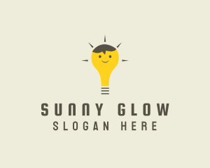 Shining Happy Bulb  logo design