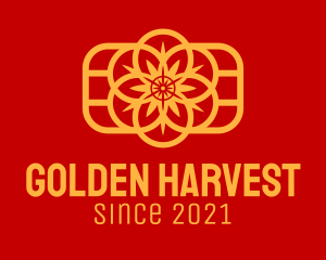 Golden Sakura Flower  logo design