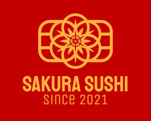 Golden Sakura Flower  logo design