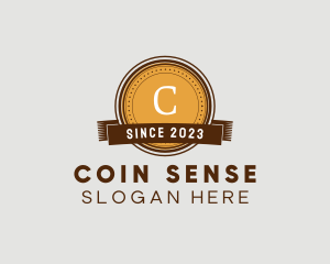 Elegant Coin Ribbon logo design