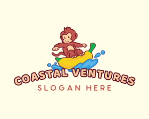 Monkey Banana Surfer logo design