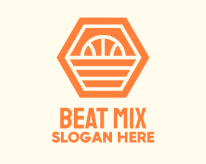 Orange Hexagon Basketball Logo
