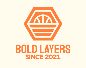 Orange Hexagon Basketball logo design