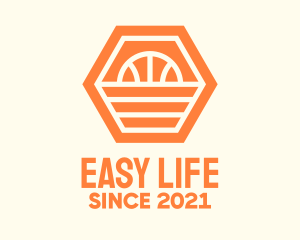 Orange Hexagon Basketball logo design