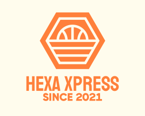 Orange Hexagon Basketball logo design