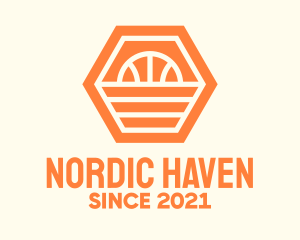 Orange Hexagon Basketball logo design