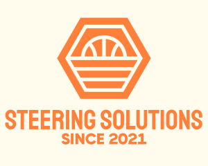 Orange Hexagon Basketball logo design