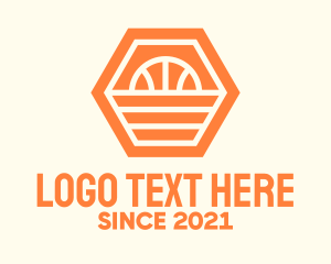 Basketball - Orange Hexagon Basketball logo design