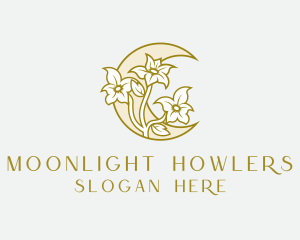 Flower Crescent Moon logo design