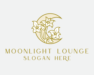 Flower Crescent Moon logo design