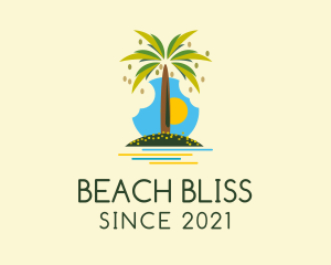 Tropical Beach Tree  logo design