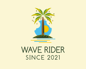 Tropical Beach Tree  logo design