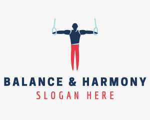 Male Gymnast Still Rings logo design