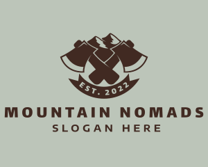 Mountain Axe Lumberjack logo design