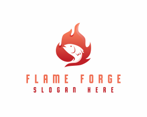 Flaming Fish BBQ logo design