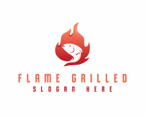 Flaming Fish BBQ logo design