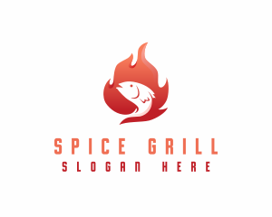 Flaming Fish BBQ logo design