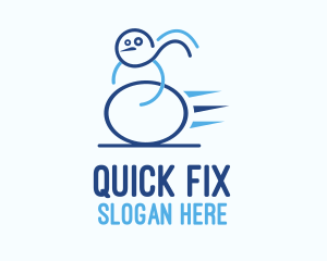 Blue Fast Snowman logo design