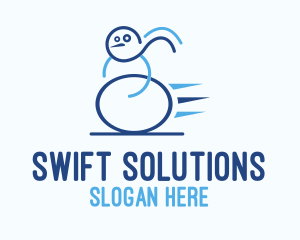 Blue Fast Snowman logo design