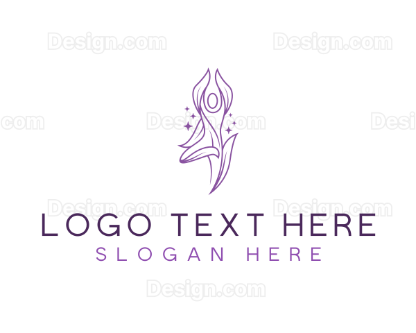 Leaf Meditating Yoga Logo