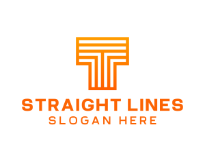 Orange Line Letter T logo