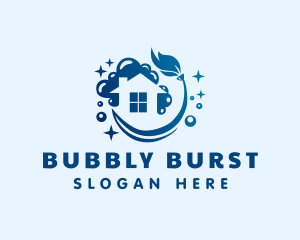 Clean House Mop Bubbles logo design