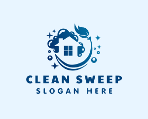 Clean House Mop Bubbles logo design