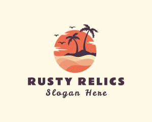 Palm Tree Beach Vacation Logo