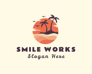 Palm Tree Beach Vacation Logo