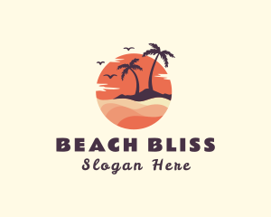 Palm Tree Beach Vacation logo design