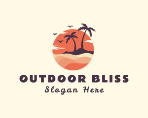 Palm Tree Beach Vacation logo design