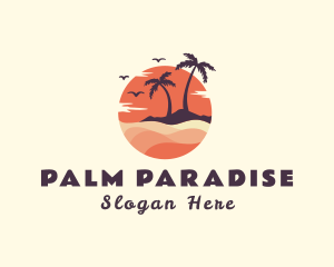 Palm Tree Beach Vacation logo design