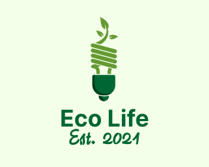 Eco Leaf Bulb logo design