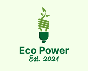 Eco Leaf Bulb logo design