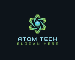 Organic Leaf Atom logo design