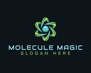 Organic Leaf Atom logo design