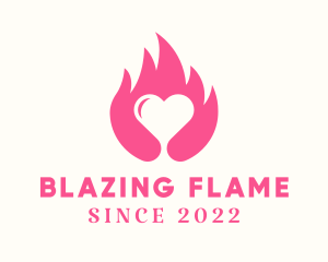 Flaming Romantic Heart  logo design