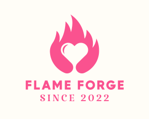 Flaming Romantic Heart  logo design