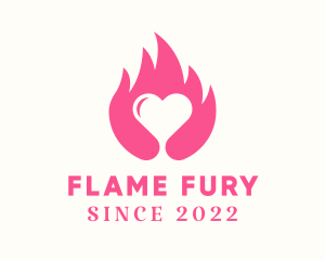 Flaming Romantic Heart  logo design