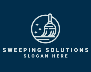 Sweeping Broom Cleaner logo design