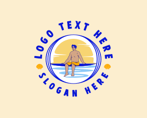 Summer Beach Surfer Logo