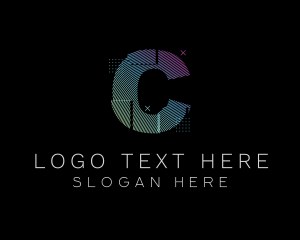 Modern Glitch Letter C logo