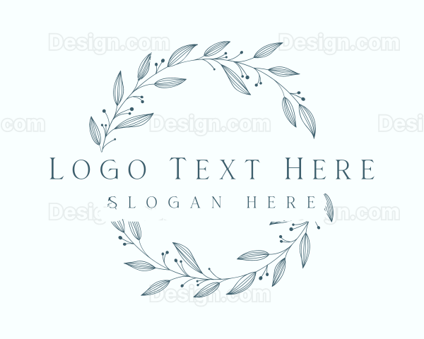 Whimsical Leaf Wreath Logo