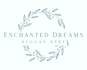 Whimsical Leaf Wreath logo design